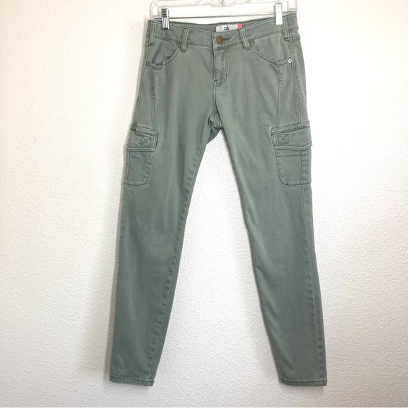 CAbi Sage Green Celadon Cargo Skinny Stretch Low Rise Jeans 4 - Picture 3 of 16